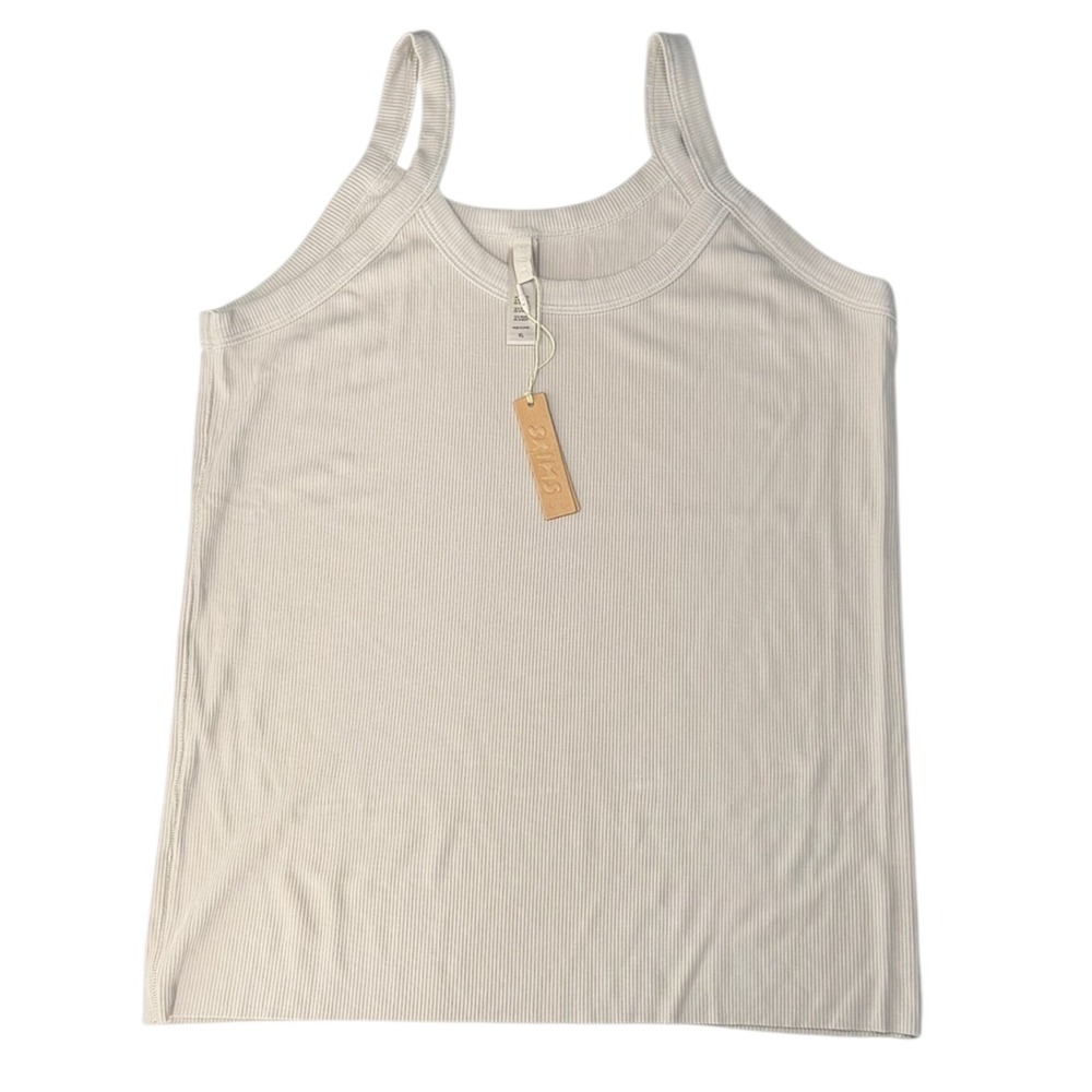 SKIMS Soft Lounge Tank Women XL Stone Ribbed Sleeveless Loungewear Essential